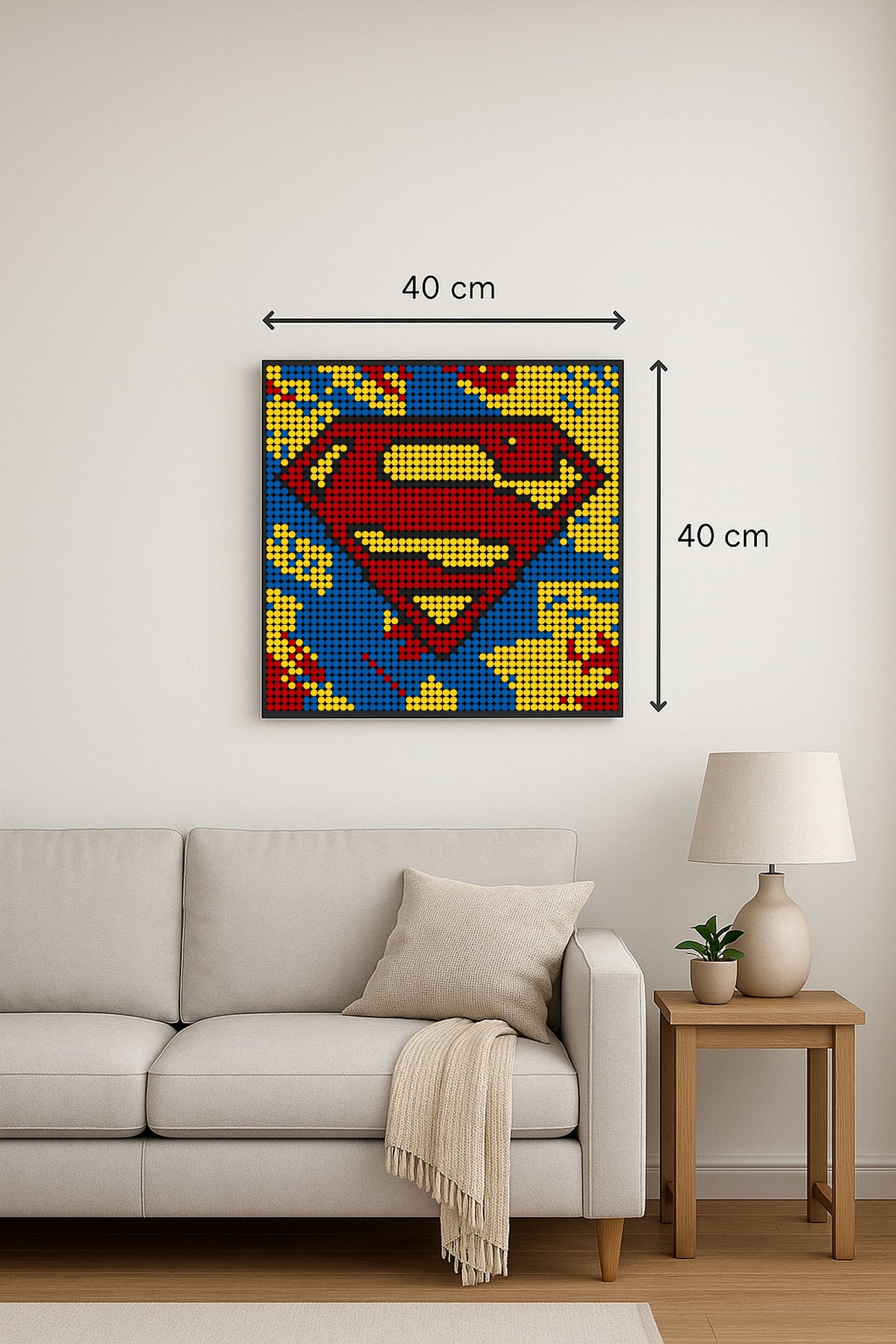 Superman - logo Pop Art – 2 304 pièces  - 40 × 40 cm -  Art Mural - compatible LEGO®