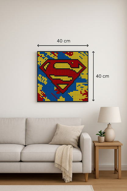 Superman - logo Pop Art – 2 304 pièces  - 40 × 40 cm -  Art Mural - compatible LEGO®