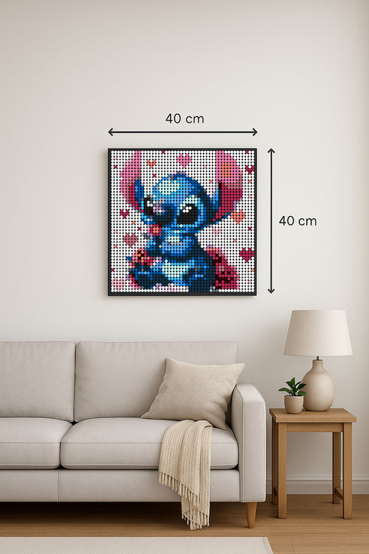 Stitch Coeur – 2 304 pièces  - 40 × 40 cm -  Art Mural - compatible LEGO®