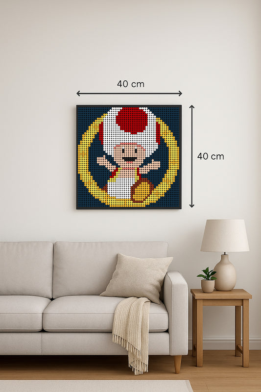 Toad rouge  – 2 304 pièces  - 40 × 40 cm -  Art Mural - compatible LEGO®