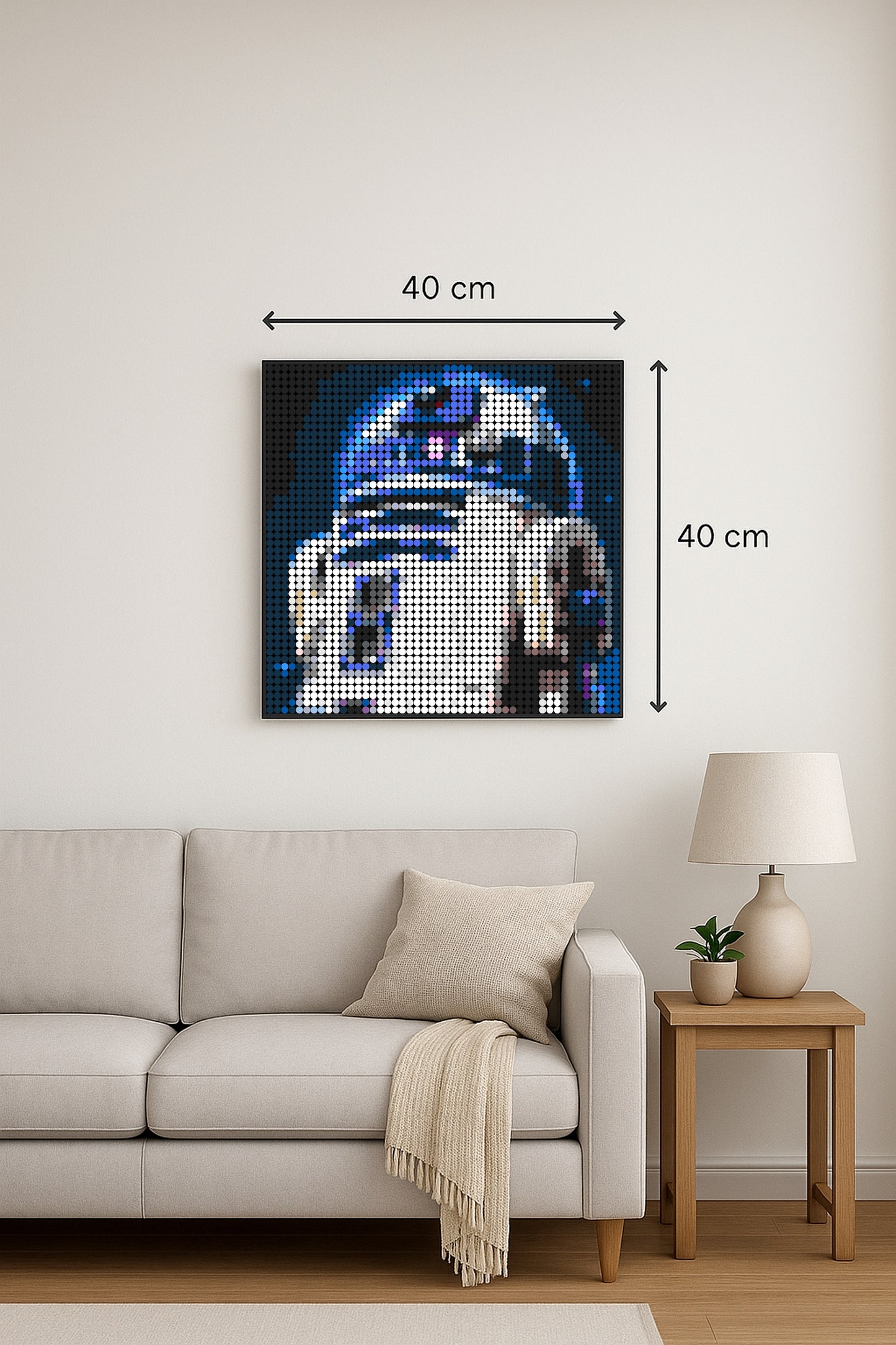 R2-D2 bleu   – 2 304 pièces  - 40 × 40 cm -  Art Mural - compatible LEGO®