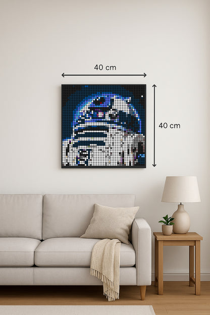 R2-D2 bleu 2   – 2 304 pièces  - 40 × 40 cm -  Art Mural - compatible LEGO®