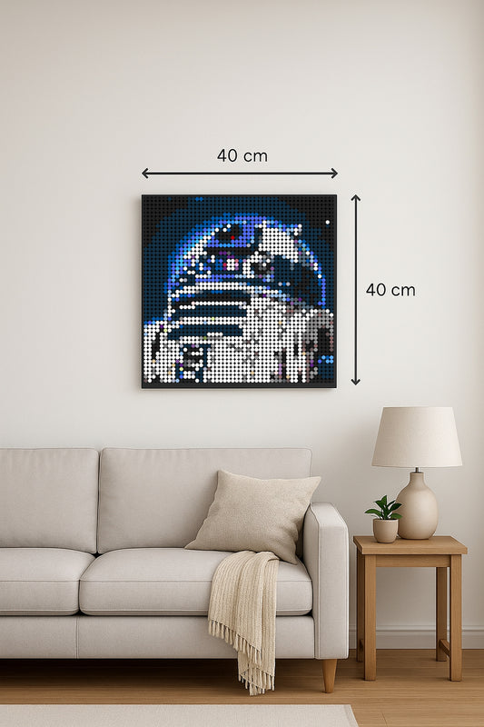 R2-D2 bleu 2   – 2 304 pièces  - 40 × 40 cm -  Art Mural - compatible LEGO®