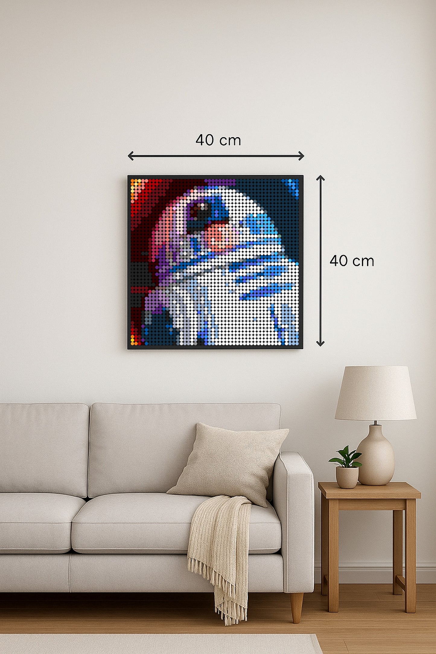 R2-D2 rouge   – 2 304 pièces  - 40 × 40 cm -  Art Mural - compatible LEGO®
