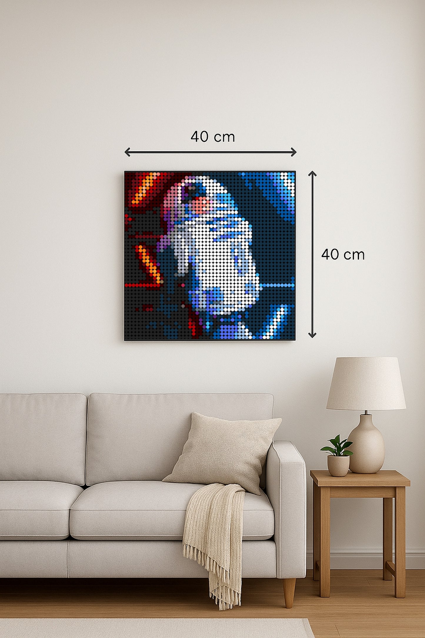 R2-D2 rouge bleu   – 2 304 pièces  - 40 × 40 cm -  Art Mural - compatible LEGO®
