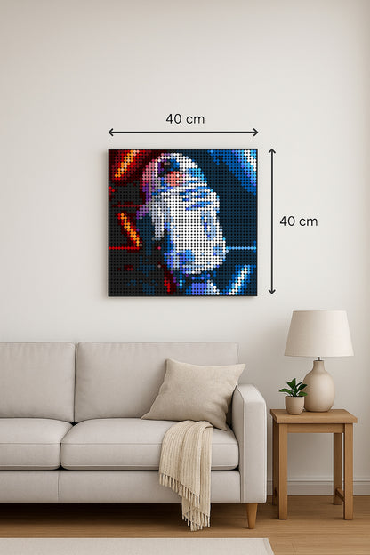 R2-D2 rouge bleu   – 2 304 pièces  - 40 × 40 cm -  Art Mural - compatible LEGO®
