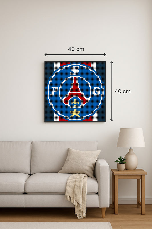 PSG Paris Saint Germain - Foot – 2 304 pièces  - 40 × 40 cm -  Art Mural - compatible LEGO®