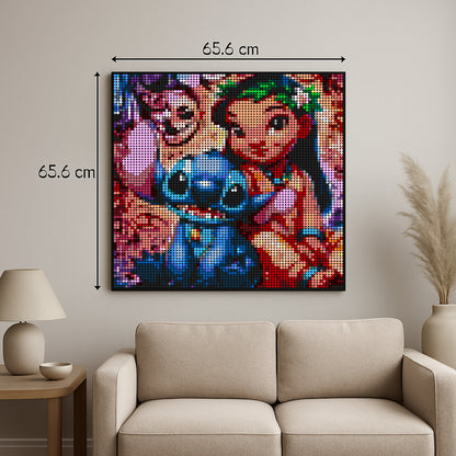 Lilo & Stitch – 6 400 pièces  - 65,6 × 65,6 cm -  Art Mural - compatible LEGO®