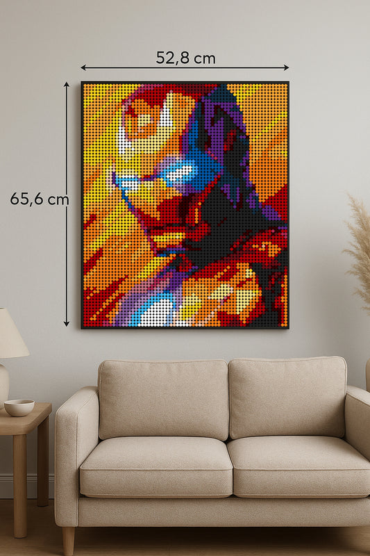 Iron Man - Pop Art – 5 120 pièces  - 52,8 × 65,6 cm -  Art Mural - compatible LEGO®