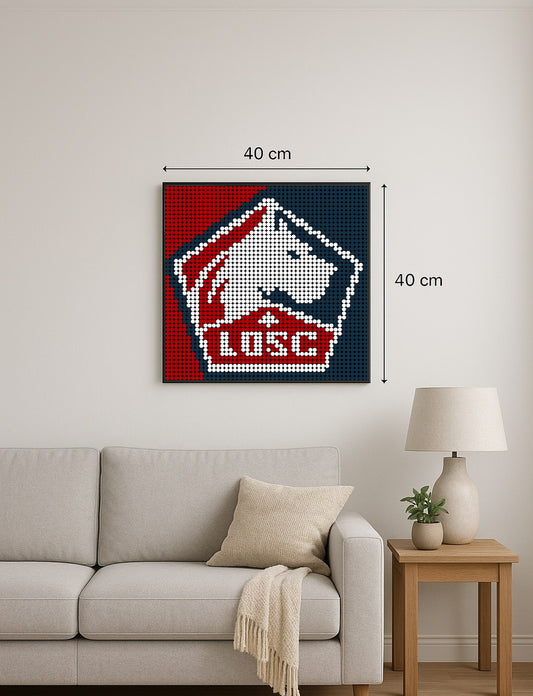 LOSC Lille - Foot – 2 304 pièces  - 40 × 40 cm -  Art Mural - compatible LEGO®
