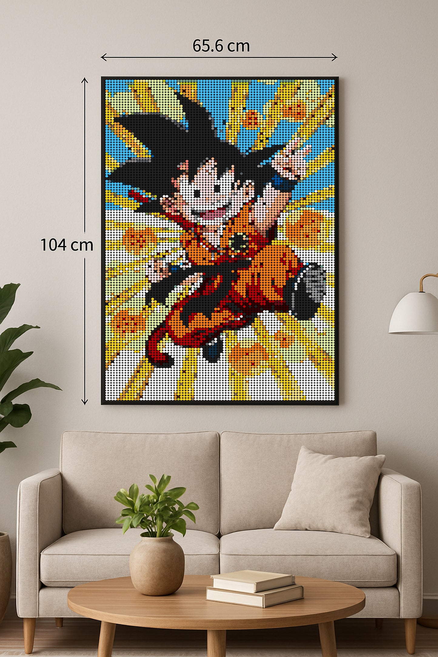 Son Goku enfant - Dragon Ball - XXL – 10 240 pièces  - 65,6 × 104 cm -  Art Mural - compatible LEGO®