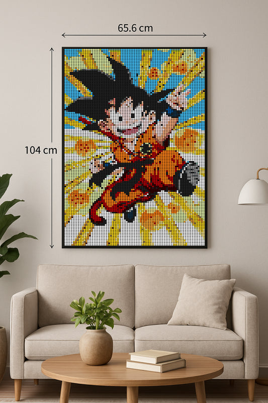 Son Goku enfant - Dragon Ball - XXL – 10 240 pièces  - 65,6 × 104 cm -  Art Mural - compatible LEGO®