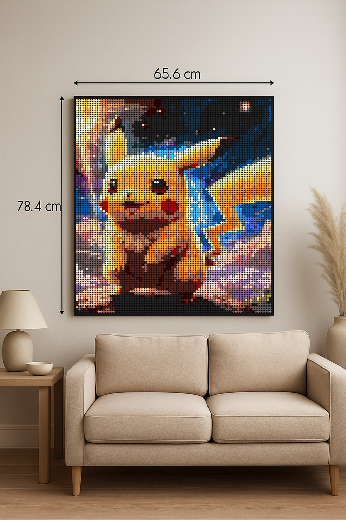 Pikachu - Pokémon – 7 680 pièces  - 65,6 × 78,4 cm -  Art Mural - compatible LEGO®