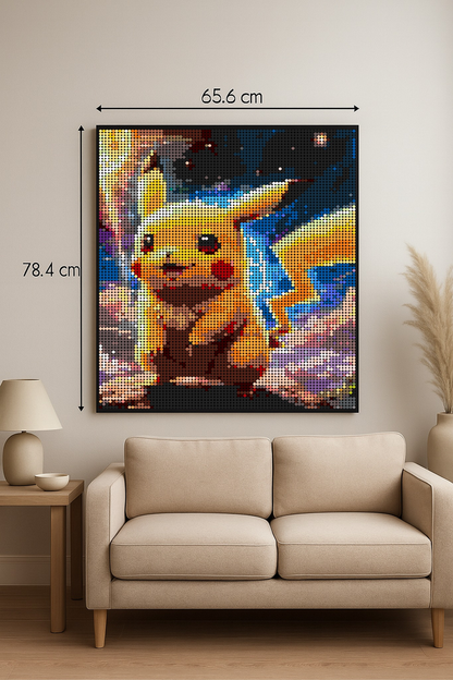 Pikachu - Pokémon – 7 680 pièces  - 65,6 × 78,4 cm -  Art Mural - compatible LEGO®