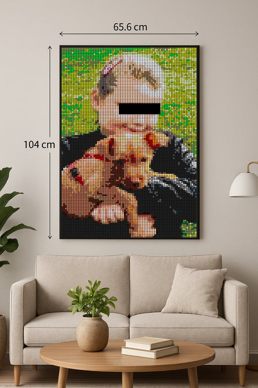 Cadre Personnalisé (fille + chien) - XXL – 10 240 pièces  - 65,6 × 104 cm -  Art Mural - compatible LEGO®