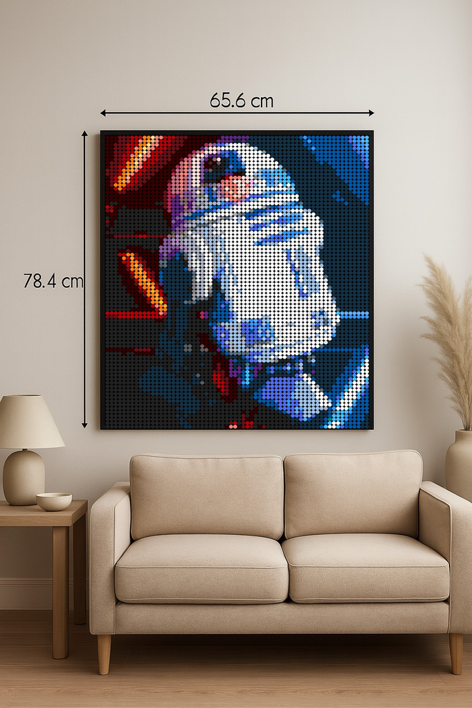 R2-D2 Bleu et rouge – 7 680 pièces  - 65,6 × 78,4 cm -  Art Mural - compatible LEGO®